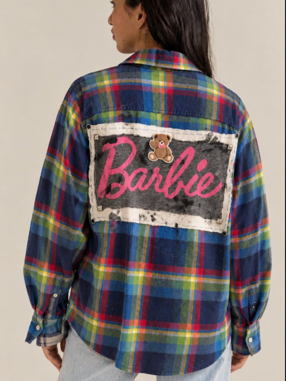 HOLLISTER VINTAGE UPCYCLED BARBIE FLANNEL BY BROKEN BANDIT